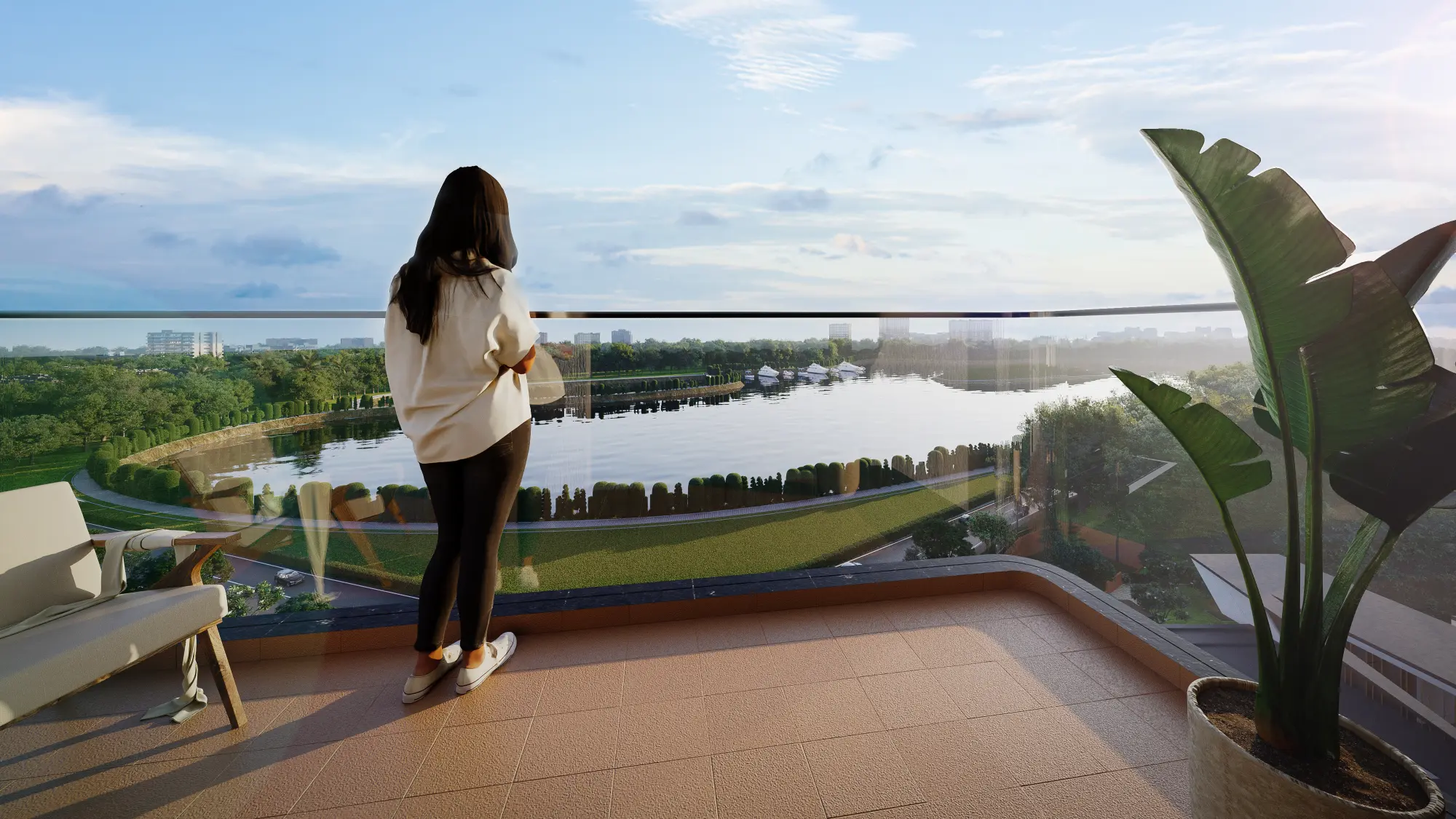 Panoramic lake view from balcony — NCC Urban Lake Springs